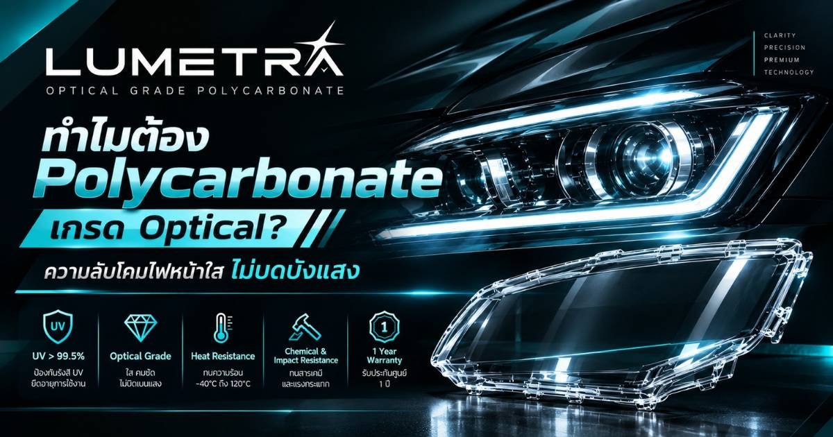 ทำไมต้อง Polycarbonate เกรด Optical? ความลับโคมไฟหน้าใส ไม่บดบังแสง